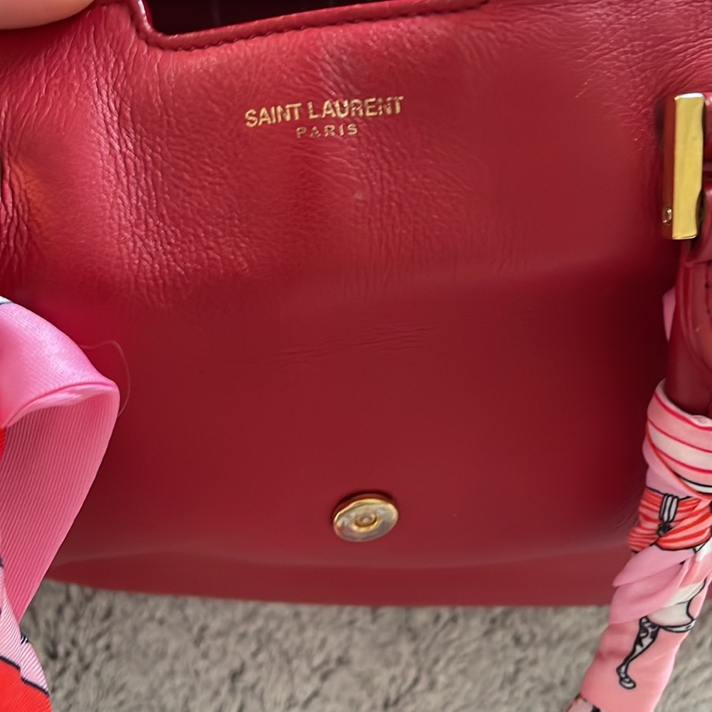 Medium Classic YSL Cabas bag RED w/ twilly scarf - Picture 5 of 16